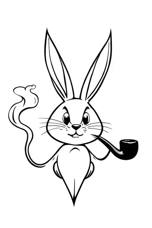 Bugs Bunny Logo Smoking Pipe Smoke
