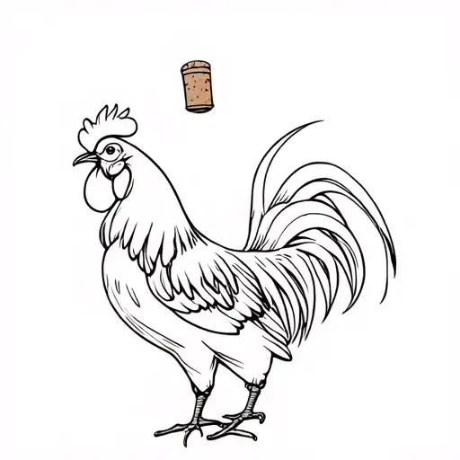 Rooster Holding A Cork