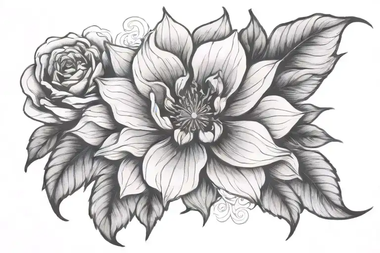 Flower Panel On The Front Of The Thigh