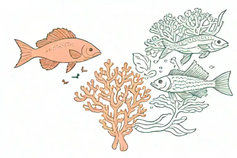 Coral Reef Band With Fish And Animals