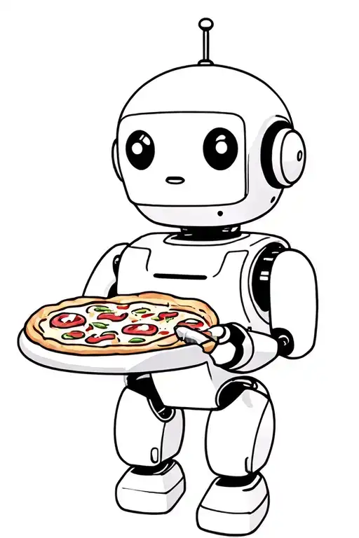 Robot Tot Eating A Pizza
