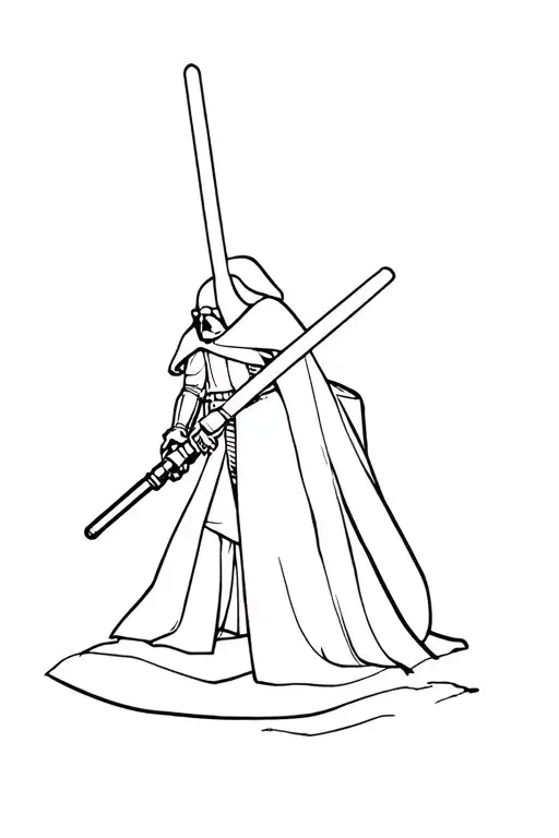 Darth Vader He Strangles The Enemy While Holding In His Other Hand Lightsaber