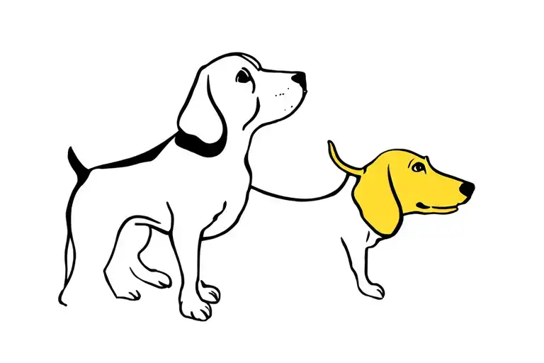 Lemon Beagle And Dacshund Minimalist Tattoo Design