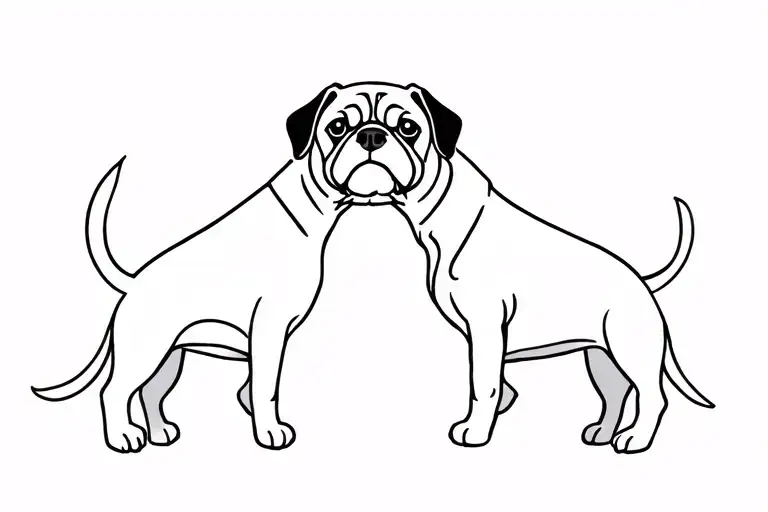 Beagle And Pug And Dacshund Minimalist Tattoo Design