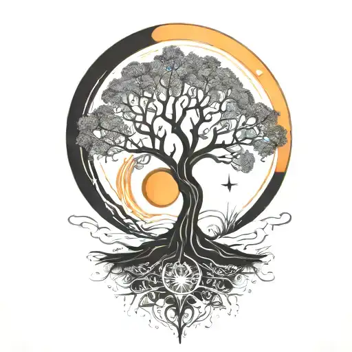 Tree Of Life And Sun And Moon