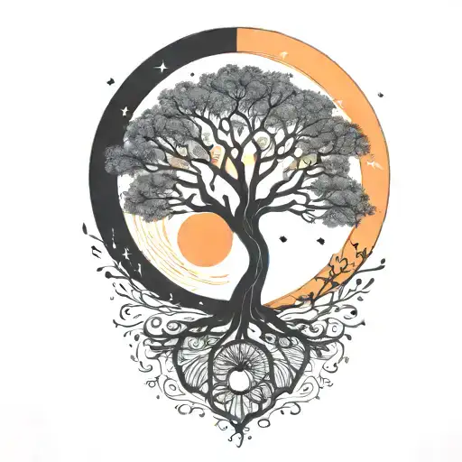 Tree Of Life And Sun And Moon