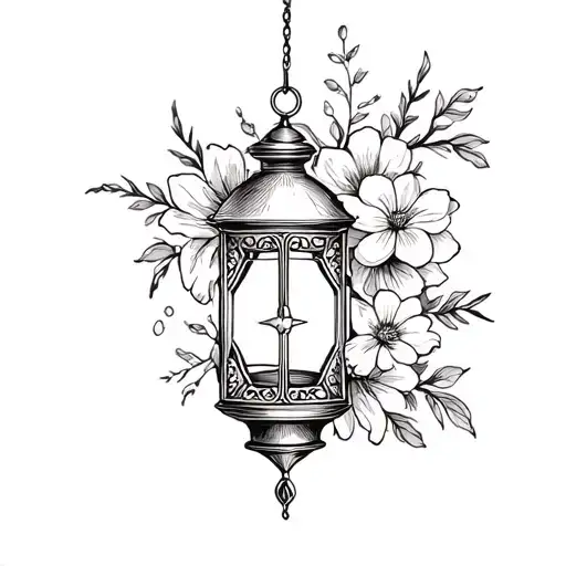 A Vintage Lantern Surrounded By Delicate Flowers