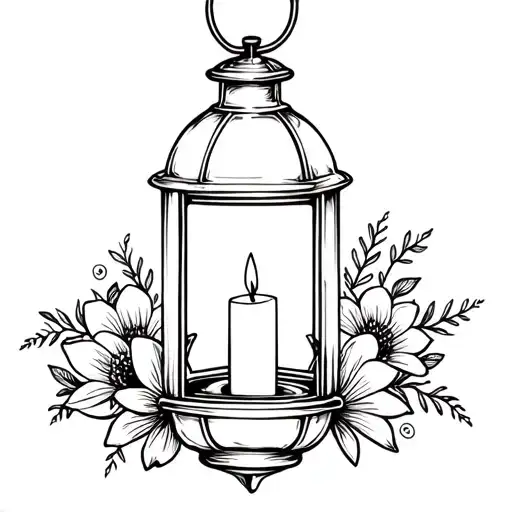 A Vintage Lantern Surrounded By Delicate Flowers Candle