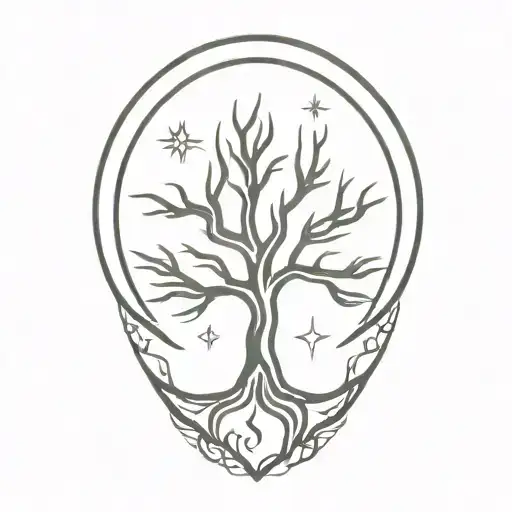 Tree Of Life And Sun And Moon