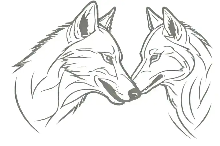 Two Wolf Head Together