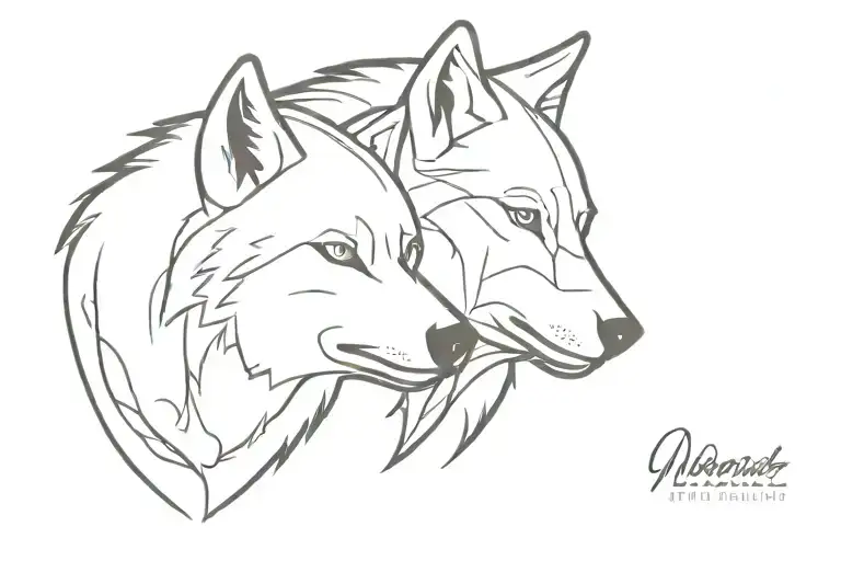Two Wolf Head Howling Wolf