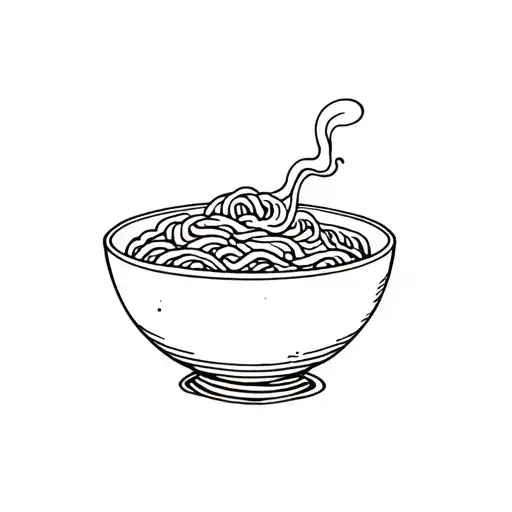 Ramen Bowl Filled Steaming With Simple Waves Below