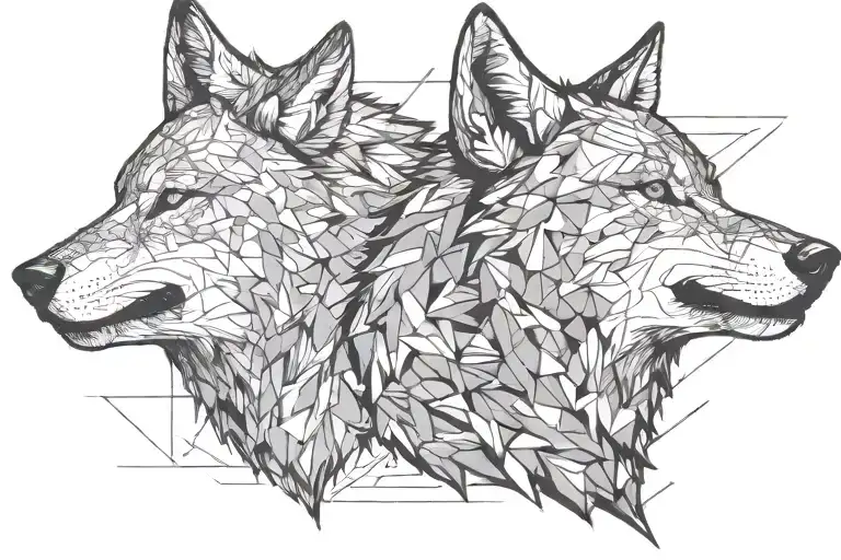 Two Wolf Head Howling Lateral View