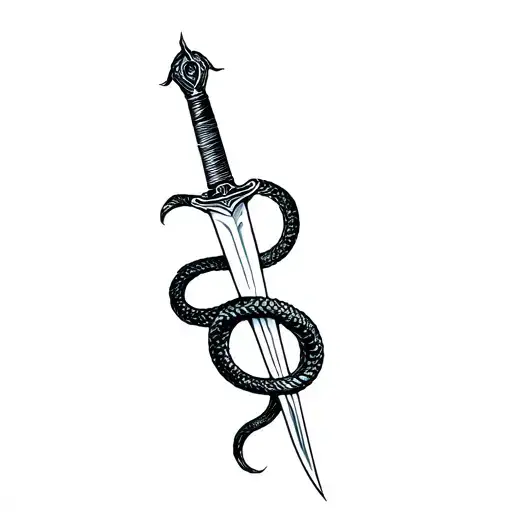 Sword Wrapped By A Snake Coiled