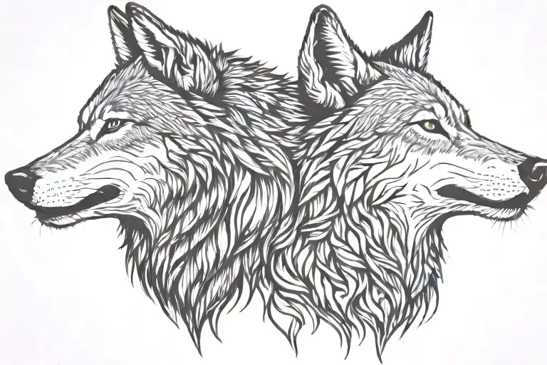 Two Wolf Head Howling Lateral View