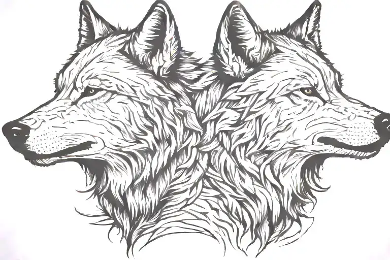 Two Wolf Head Howling Lateral View