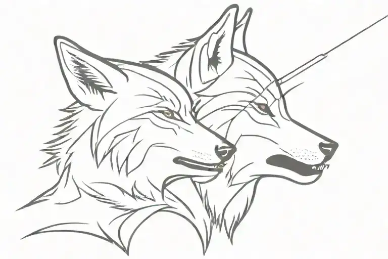 Two Wolf Head Howling Lateral View