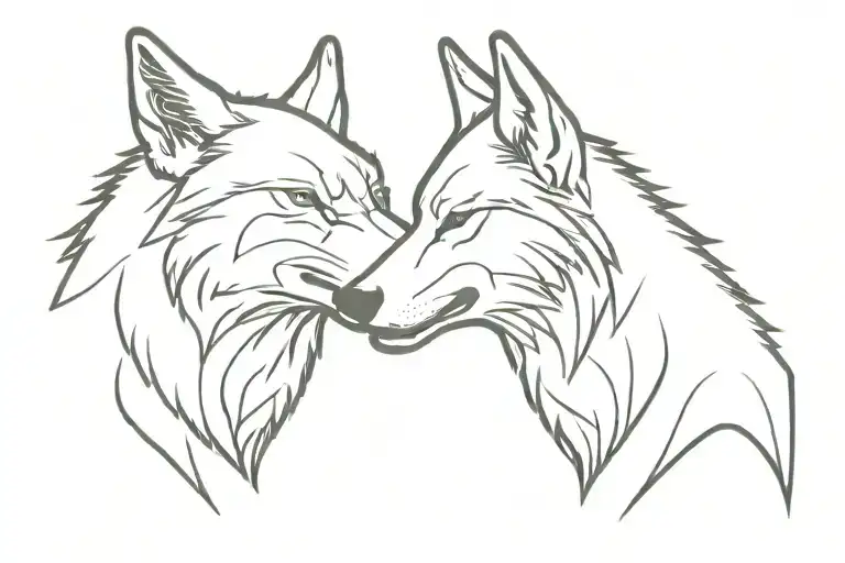 Two Wolf Head Howling Lateral View