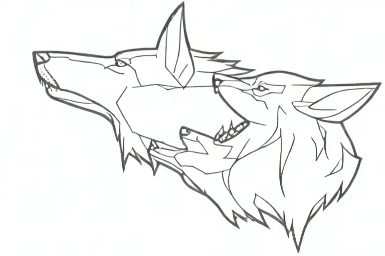 Two Wolf Head Howling Lateral View