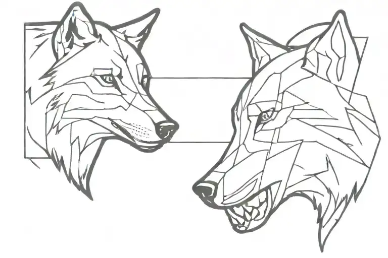 Two Wolf Head Togehter Lateral View