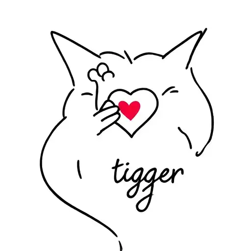 A Cat Pawing For Love Heart With Tigger Written Underneath