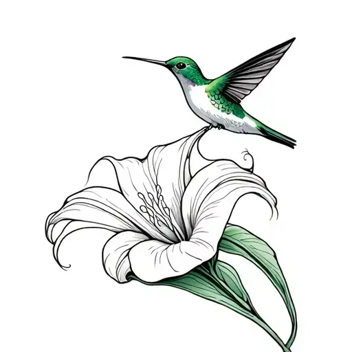 Peace Lily And Hummingbird