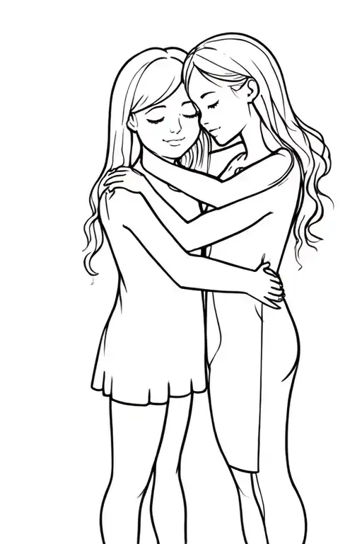A Girl And A Teenager Hugging