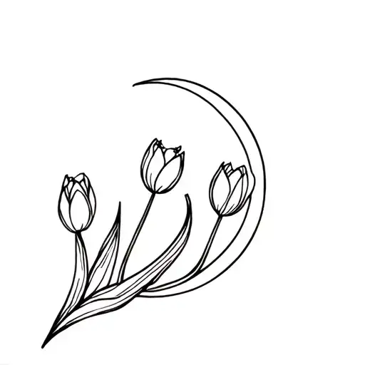 Moon And Tulips Black