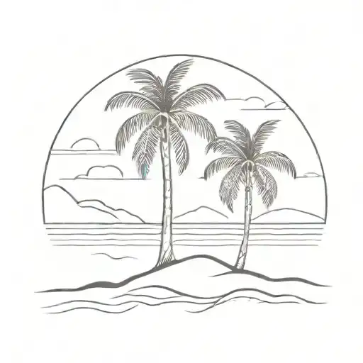 Two Palm Trees On A Beach Scene