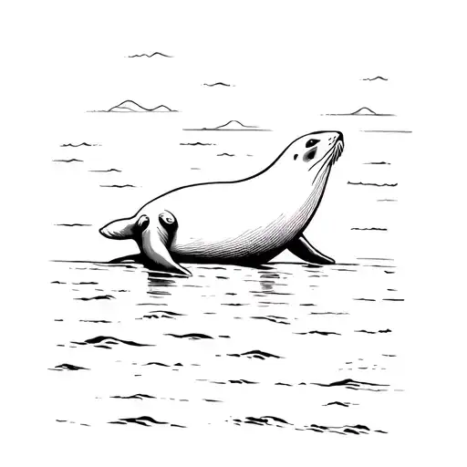 Create Me A Tattoo Of A Seal On The Beach Of Malo Les Bains In Minimalist Style