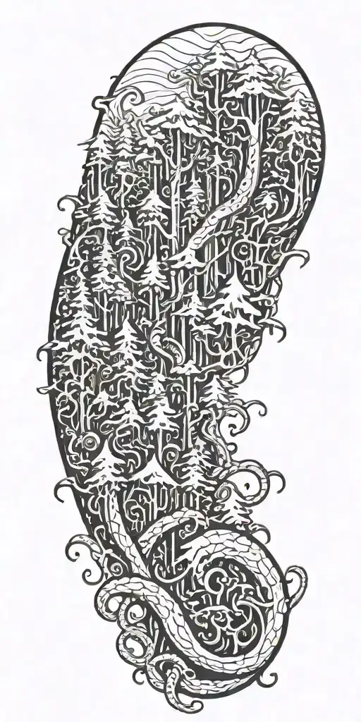 A Winter Forest And Tentacles