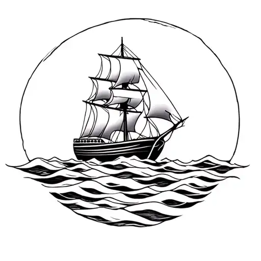 Nautical Ship Sailing Through Stormy