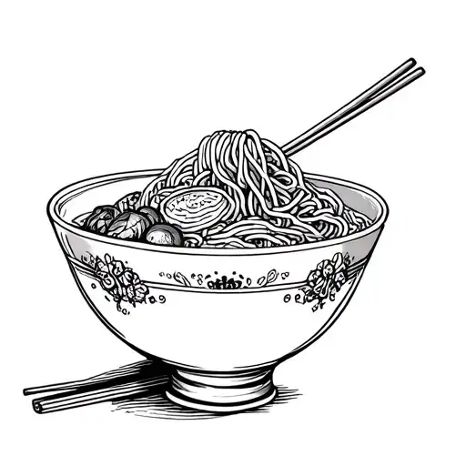Single Bowl Of Ramen With Ornate Bowl Filled With Ingredients