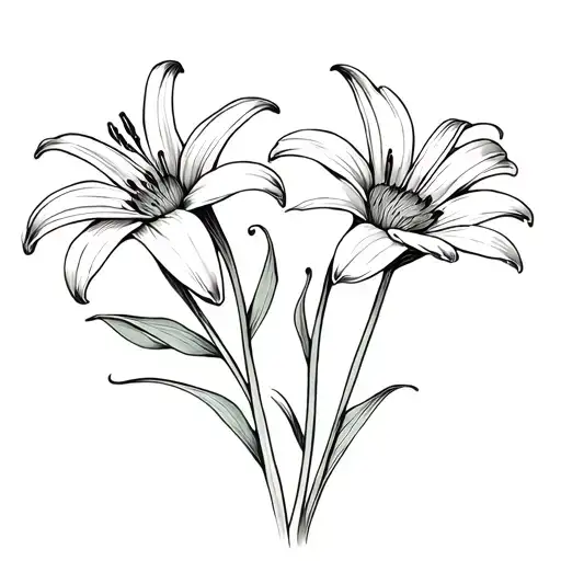 Lily And Daisy Flower Intertwined