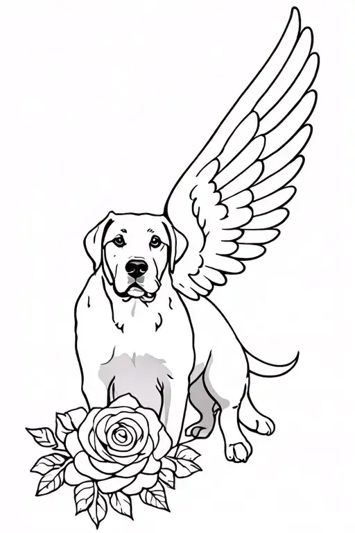 Labrador With Wings And Roses