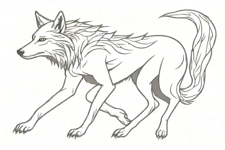 Woman Wearing Wolf Skin On Her Head Dancing Full Body