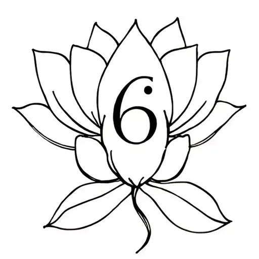 Lotus Flower With A Number Six Inside