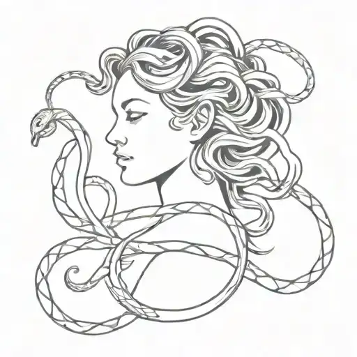 Medusa Head With One Snake Going Over My Shoulder Down My Back