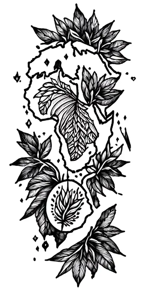 Delicate Tattoo Of The African Continent Map Showing