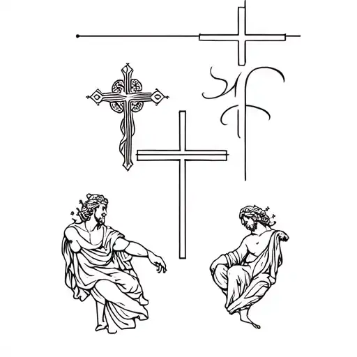 Roman Figures And Christian Cross