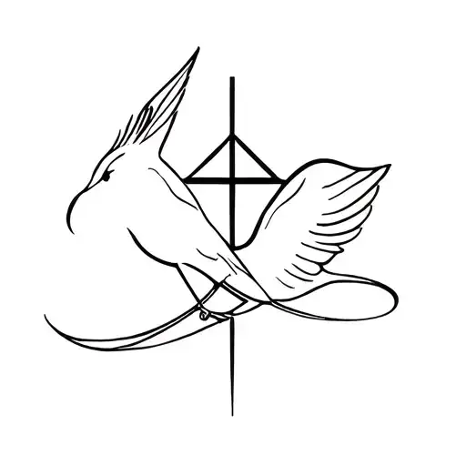 Bird And Christian Cross Intertwined