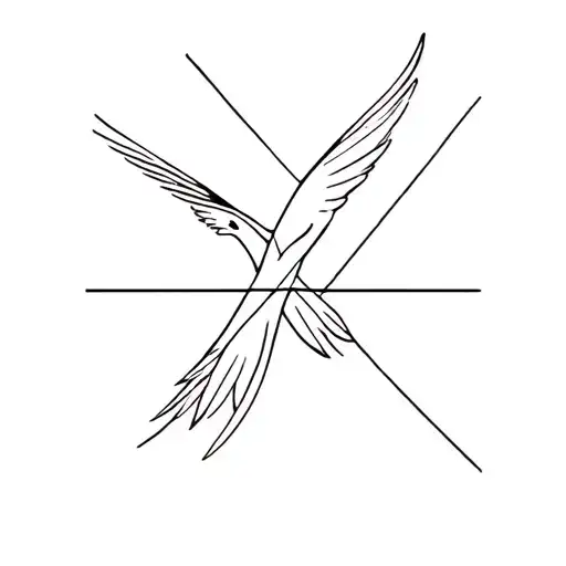 Cross Intertwined One Bird Flying Towards