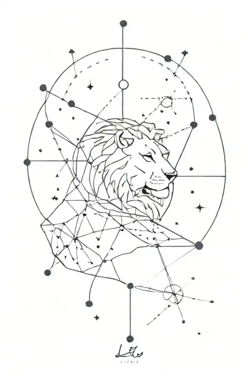 Leo Constellation Tattoo Design Combining Elements