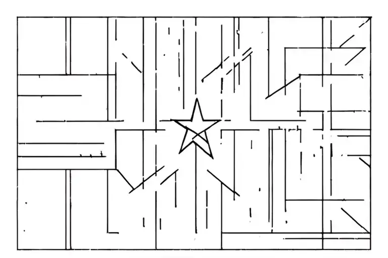 Minimalist Chicago Flag Using Fine Lines And Black Ink