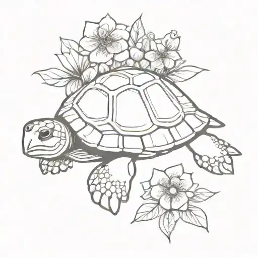 Turtle With Flowers For A Shell