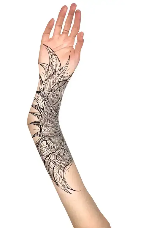 Fractal Psycheledic Theme Arm Bands On Forearm Sleeve