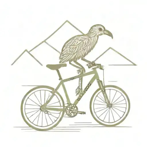Kiwi Bird Riding A Mountain Bike
