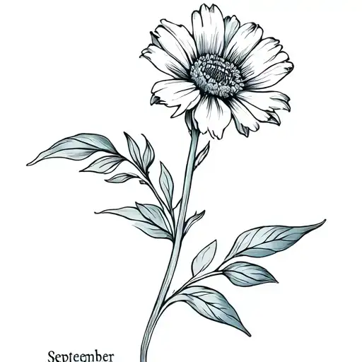 July Birth Flower March Birth Flower September Birth Flower With Leaves Fine Line