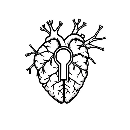 Anatomical Heart And Brain Mended Together With A Keyhole In The Middle
