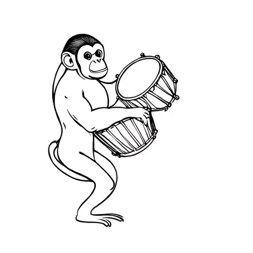 Monkey Playing A Drum
